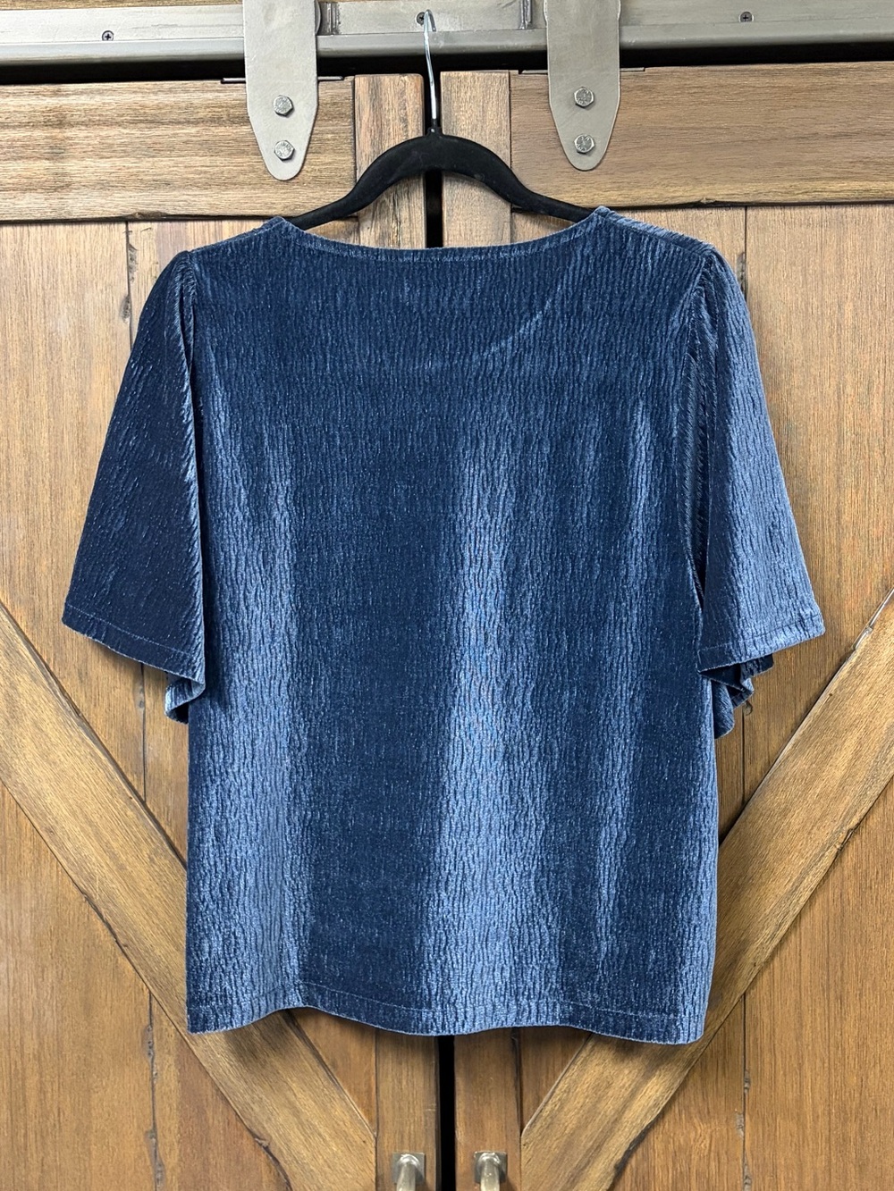 Madewell Texture & Thread Crinkle Velvet Flutter Sleeve Top Size Medium - Picture 5 of 7